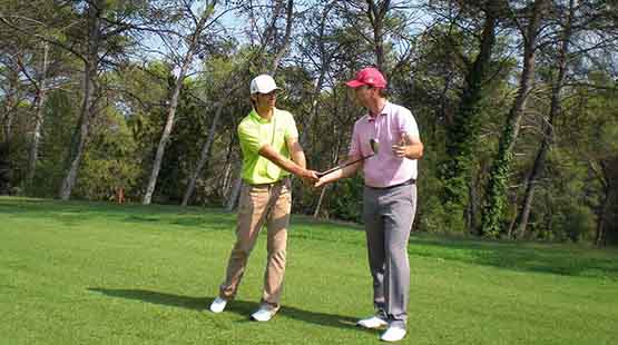 Le green et le fairway du 18 vu du clubhouse du Doral